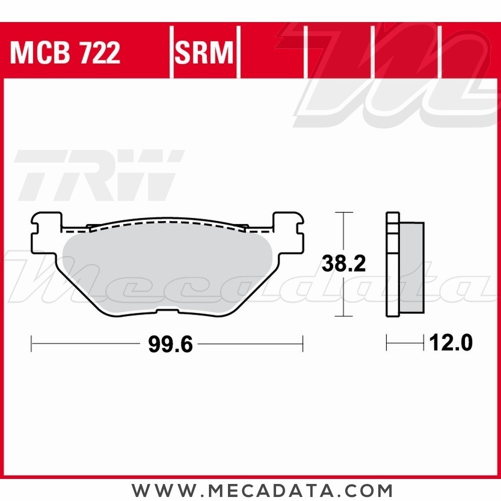 Plaquettes de frein Arrière ~ MBK VP 400 Skyliner SH05 2004+ ~ TRW Lucas MCB 722 SRM 