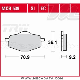 Plaquettes de frein Avant ~ MBK XC 125 Flame SE03 1996-2004 ~ TRW Lucas MCB 539