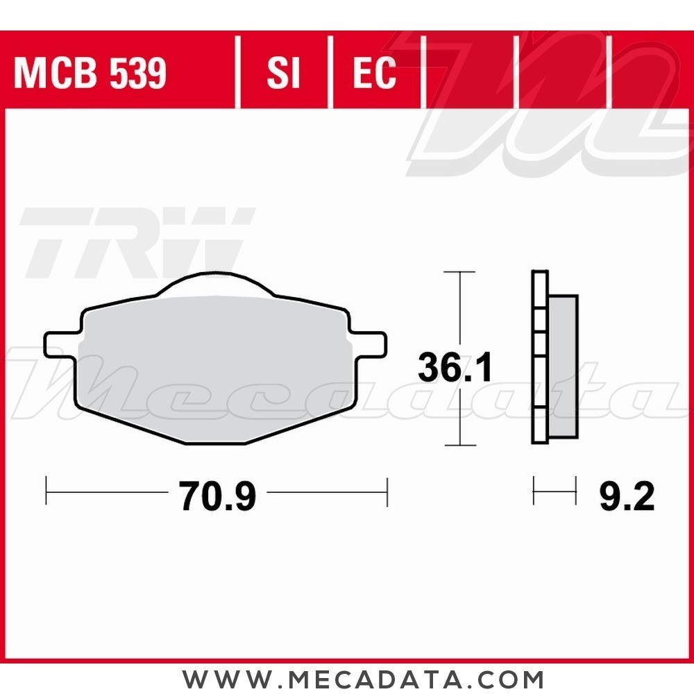 Plaquettes de frein Arrière ~ MBK 50 X-Power 2004+ ~ TRW Lucas MCB 539 EC 