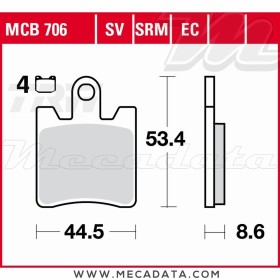 Plaquettes de frein Avant ~ SYM GT 500 2005+ ~ TRW Lucas MCB 706 SRM