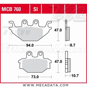 Plaquettes de frein Avant ~ SYM 250 Quadlander 2005-2009 ~ TRW Lucas MCB 760 SI