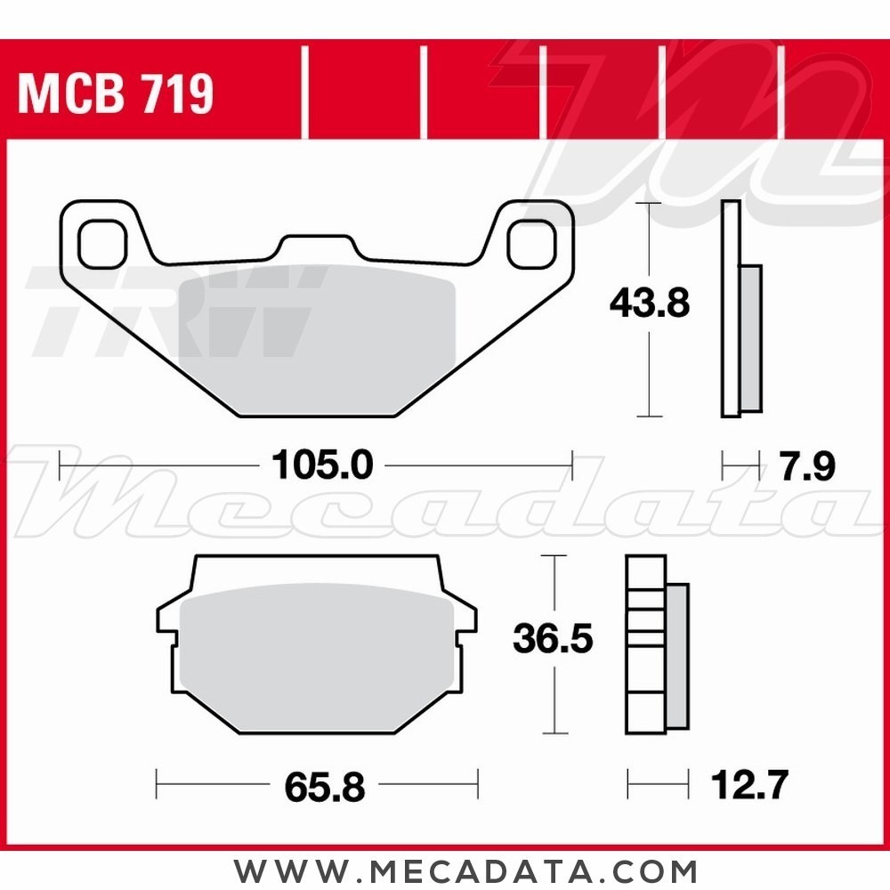 Plaquettes de frein Avant ~ SYM 125 Husky N125A-6 1999+ ~ TRW Lucas MCB 719 