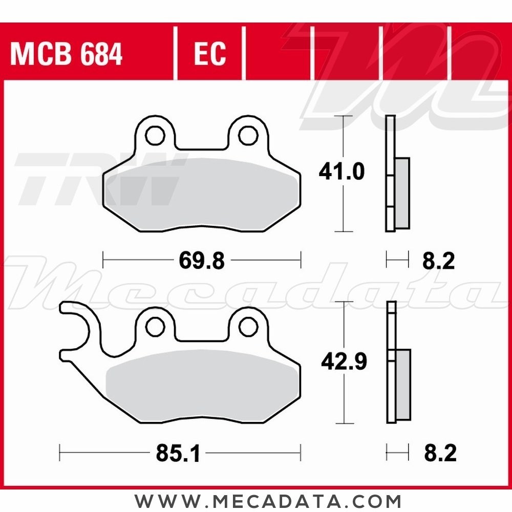 Plaquettes de frein Avant ~ SYM 125 Fiddle II 2009+ ~ TRW Lucas MCB 684 