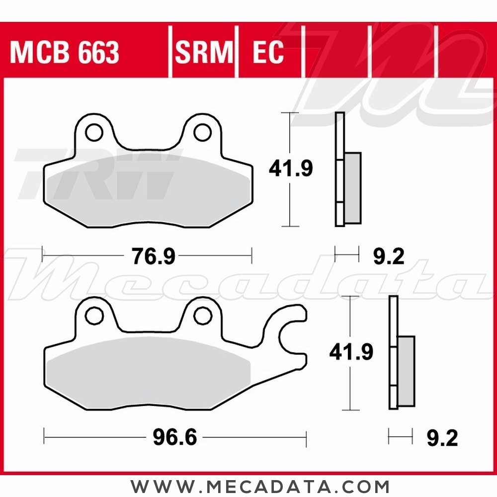 Plaquettes de frein Arrière ~ SYM 125 Shark 4VR 2000-2002 ~ TRW Lucas MCB 663 