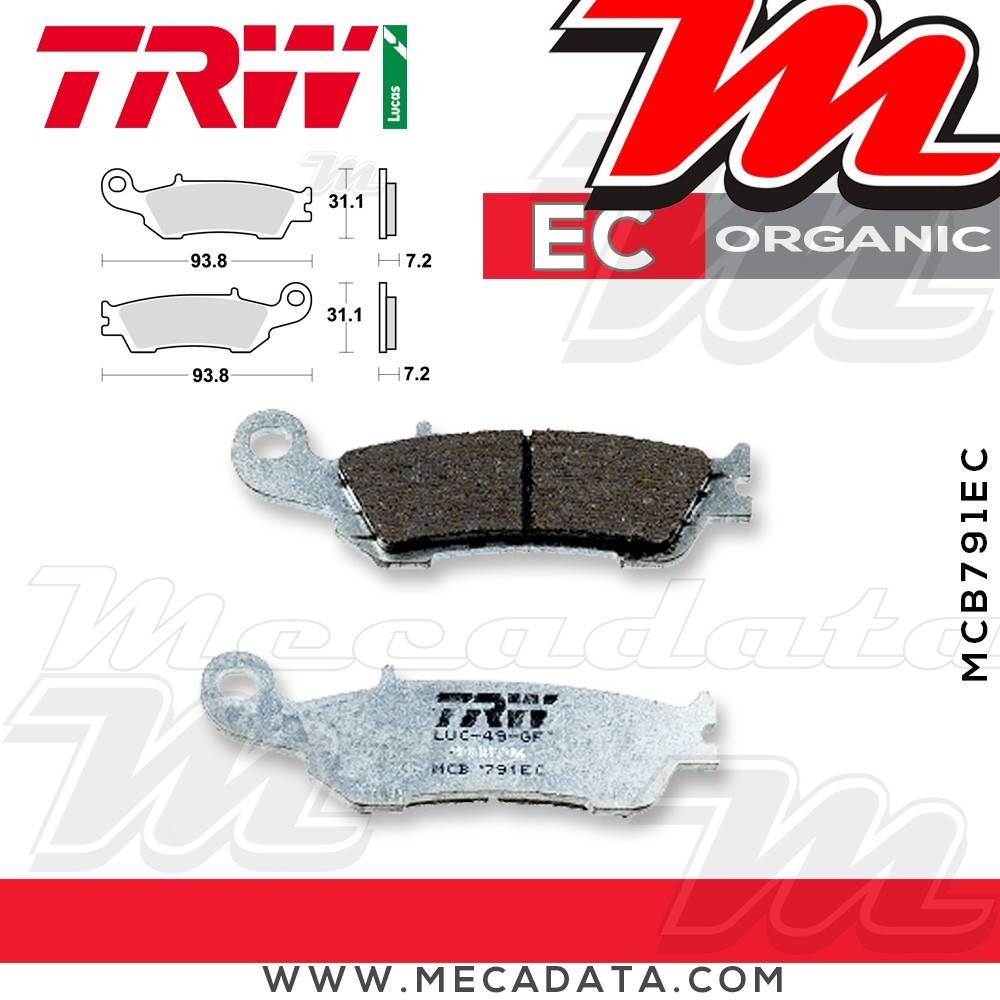 Plaquettes de frein Avant ~ Yamaha WR 450 F 2GC3 2016+ ~ TRW Lucas MCB 791 EC