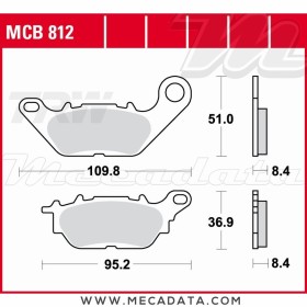 Plaquettes de frein Avant ~ Yamaha YBR 125 Custom RE07 2008+ ~ TRW Lucas MCB 812
