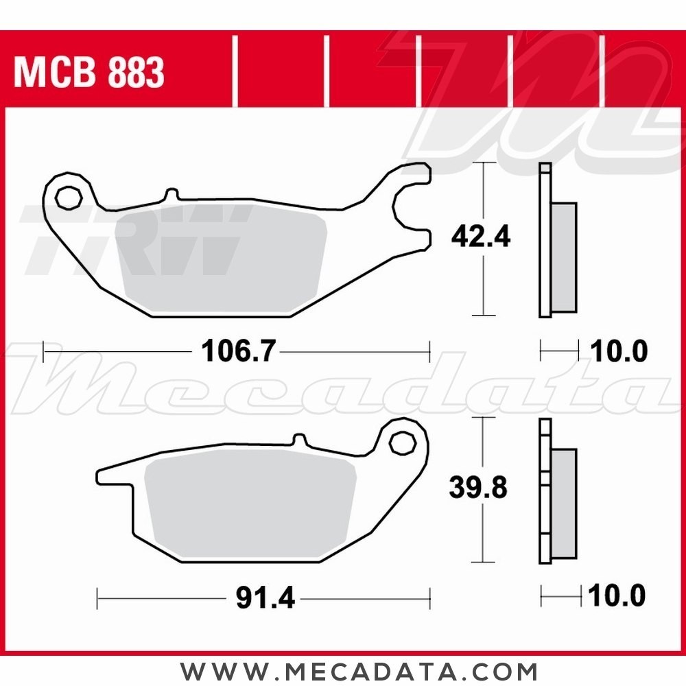 Plaquettes de frein Arrière ~ Yamaha 125 Tricity 2014+ ~ TRW Lucas MCB 883 