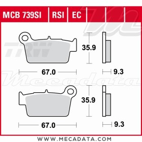 Plaquettes de frein Arrière ~ Yamaha WR 250 F 2015+ ~ TRW Lucas MCB 739 RSI
