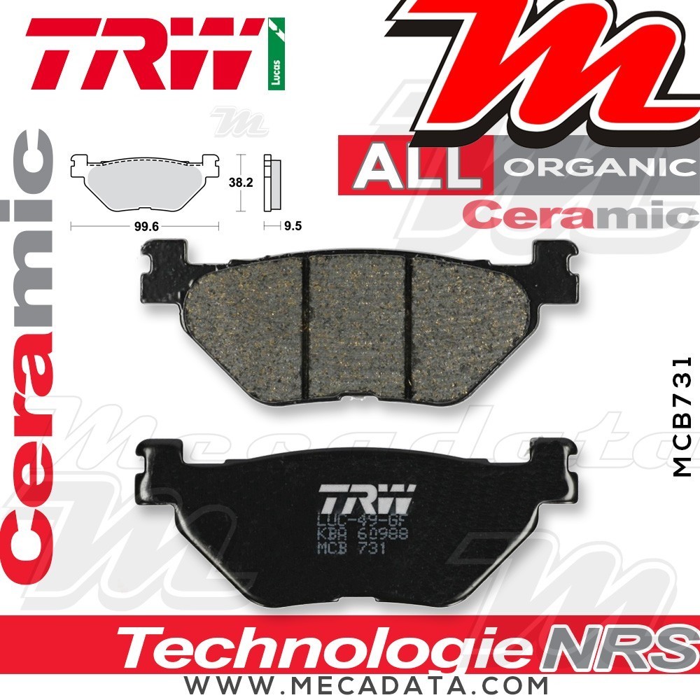Plaquettes de frein Arrière ~ Yamaha FJR 1300 A ABS RP11 2004-2005 ~ TRW Lucas MCB 731