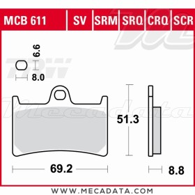 Plaquettes de frein Avant ~ Yamaha FJR 1300 A ABS RP11 2004-2005 ~ TRW Lucas MCB 611