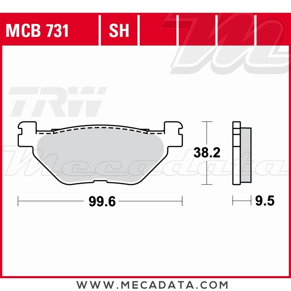 Plaquettes de frein Arrière ~ Yamaha XT 1200 ZE Super T. Worldcrosser ABS DP04 2012+ ~ TRW Lucas MCB 731 