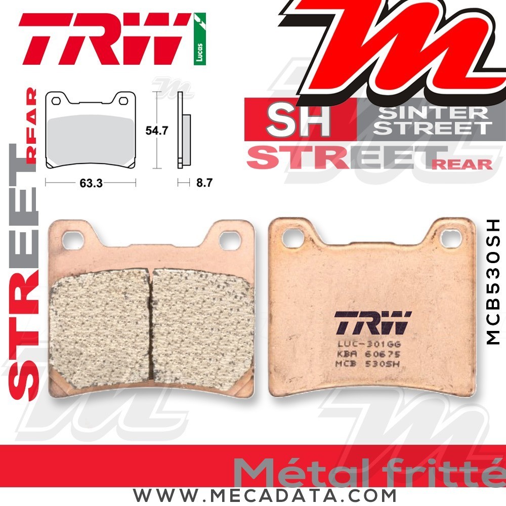 Plaquettes de frein Arrière ~ Yamaha VMX 1200 V-Max EN/LT 1996-1998 ~ TRW Lucas MCB 530 SH