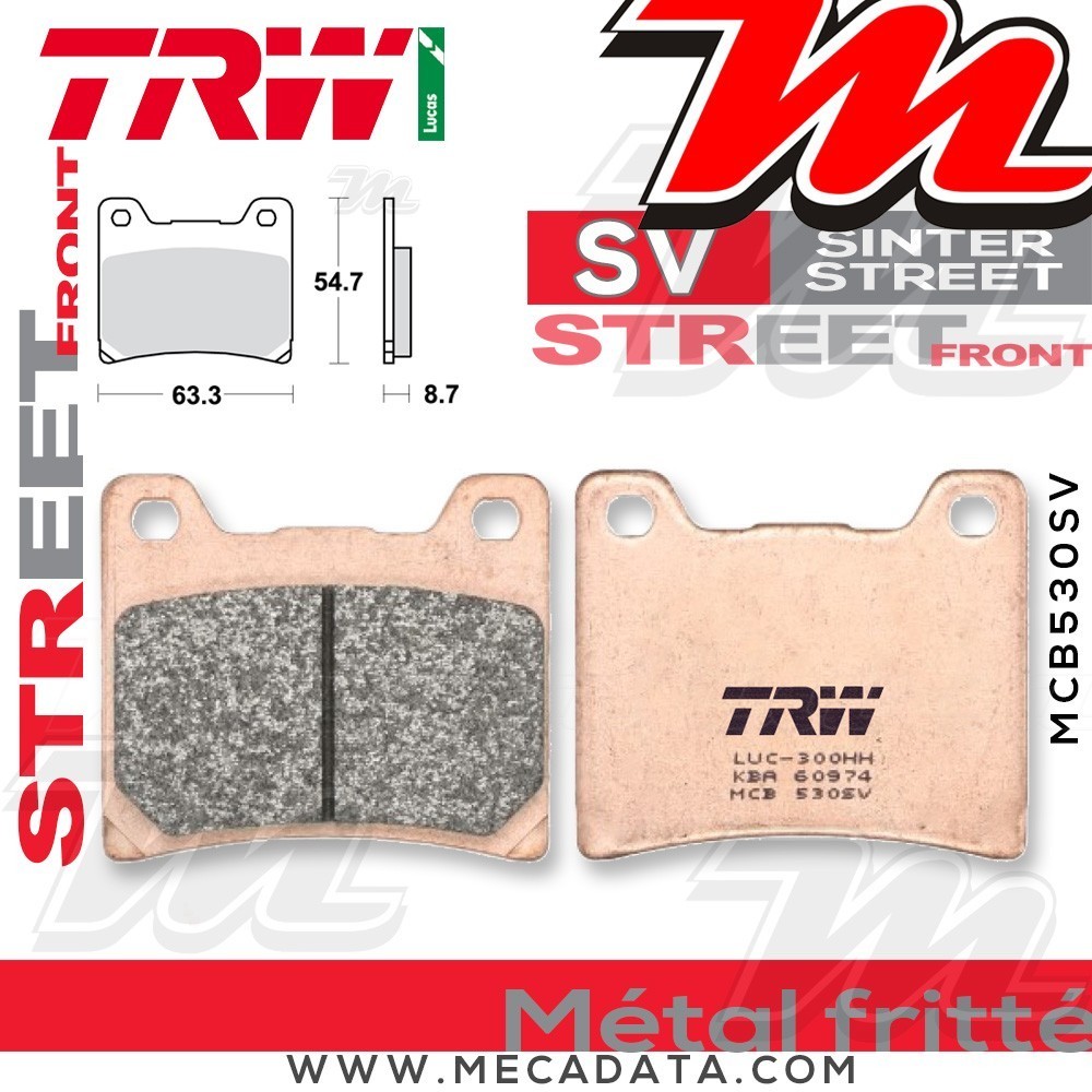 Plaquettes de frein Avant ~ Yamaha VMX 1200 V-Max 2WE/2WF 1988-1992 ~ TRW Lucas MCB 530 SV