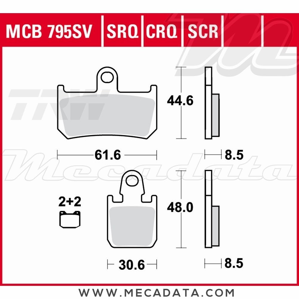 Plaquettes de frein Avant ~ Yamaha YZF 1000 R1 RN22 2009-2014 ~ TRW Lucas MCB 795 SCR 