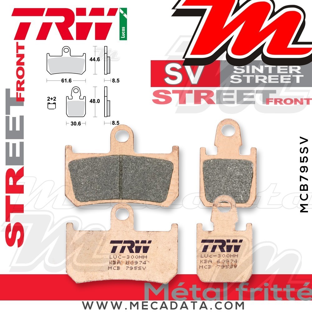 Plaquettes de frein Avant ~ Yamaha YZF 1000 R1 RN22 2009-2014 ~ TRW Lucas MCB 795 SV