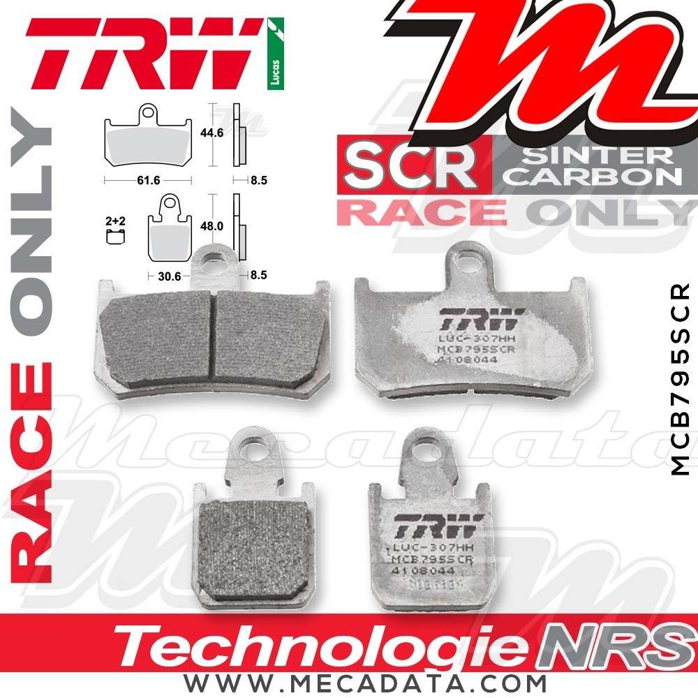 Plaquettes de frein Avant ~ Yamaha YZF 1000 R1 RN19 2007-2008 ~ TRW Lucas MCB 795 SCR
