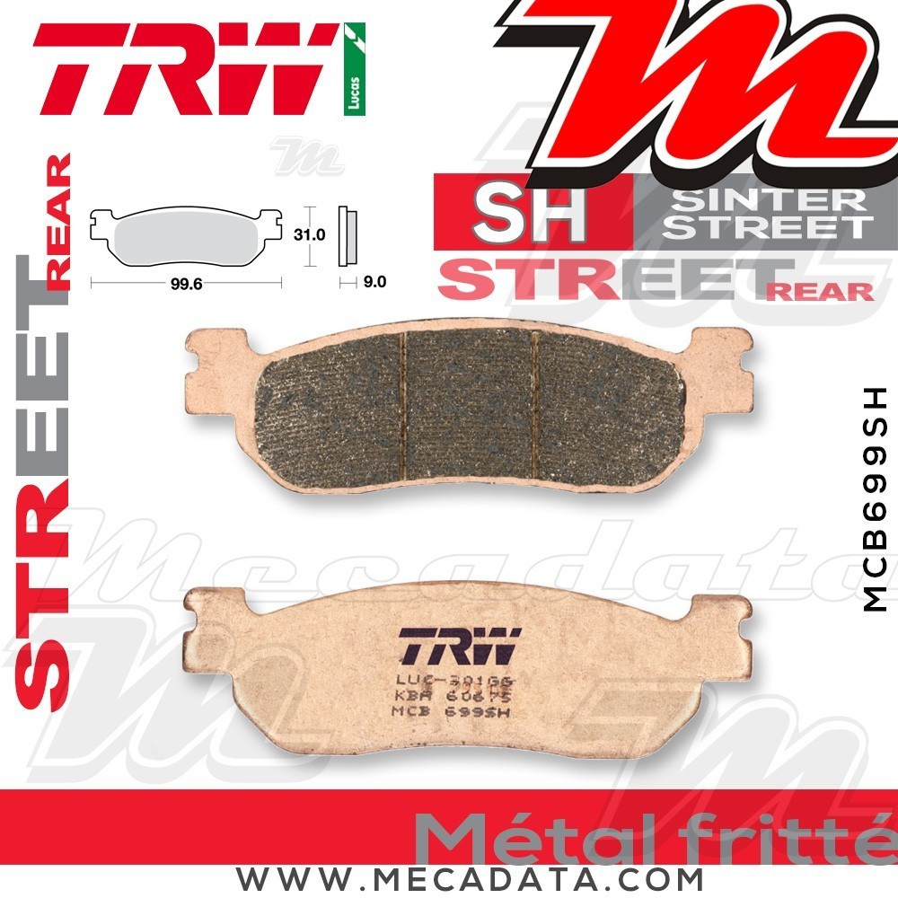 Plaquettes de frein Arrière ~ Yamaha YZF 1000 R1 RN09 2002-2003 ~ TRW Lucas MCB 699 SH