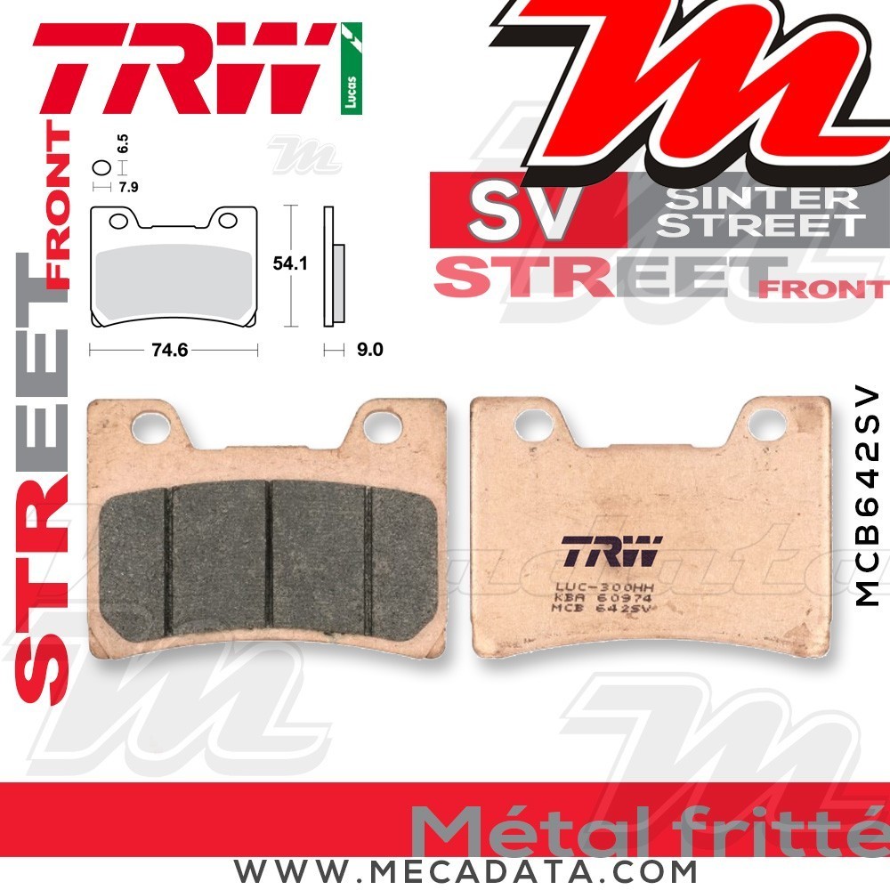 Plaquettes de frein Avant ~ Yamaha FZR 1000 Genesis Exup 3LE 1991-1993 ~ TRW Lucas MCB 642 SV