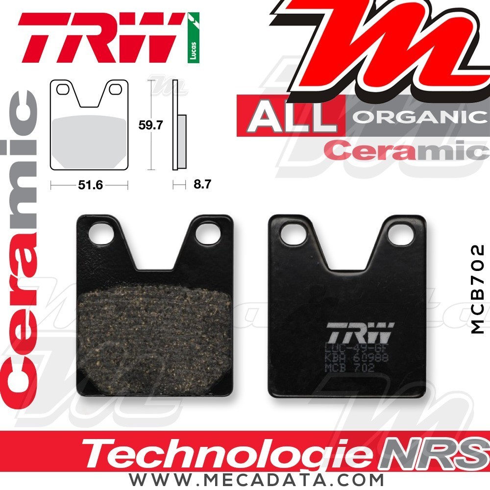 Plaquettes de frein Arrière ~ Yamaha YZF 750 R7 (OW02) RM01 1999-2001 ~ TRW Lucas MCB 702