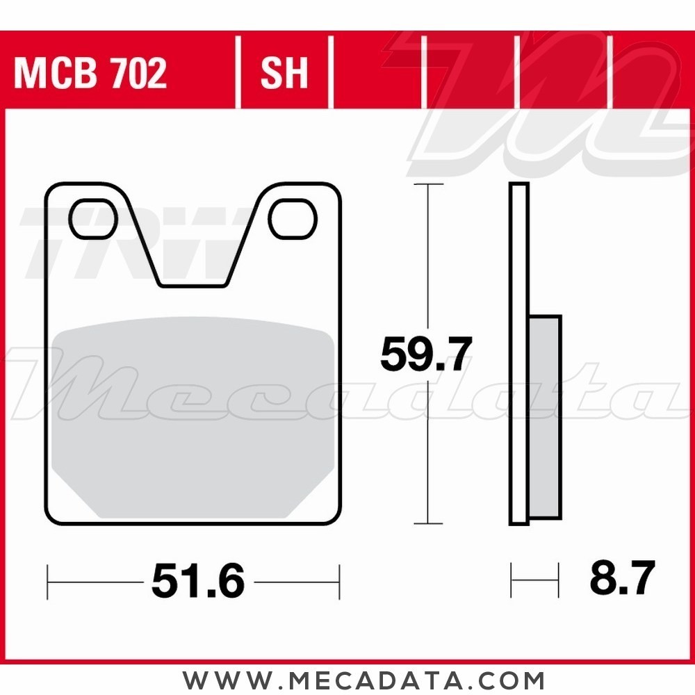 Plaquettes de frein Arrière ~ Yamaha YZF 750 R7 (OW02) RM01 1999-2001 ~ TRW Lucas MCB 702 