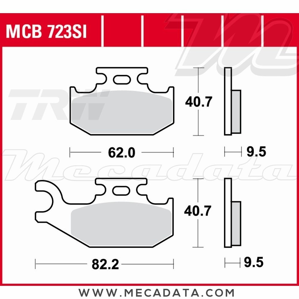 Plaquettes de frein Arrière TRW Lucas MCB 723 SI pour Yamaha YFM 700 R Raptor AM07 06- 