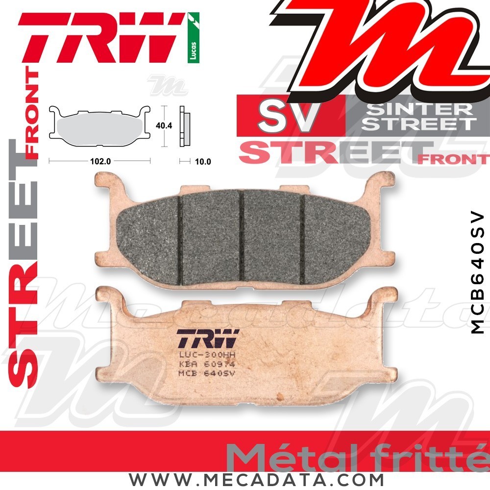 Plaquettes de frein Avant ~ Yamaha XVS 650 Drag Star VM03 2001-2004 ~ TRW Lucas MCB 640 SV