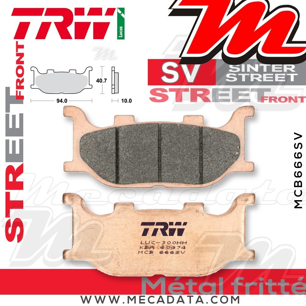Plaquettes de frein Avant ~ Yamaha XJ6 600 SA Diversion ABS RJ22 2013+ ~ TRW Lucas MCB 666 SV