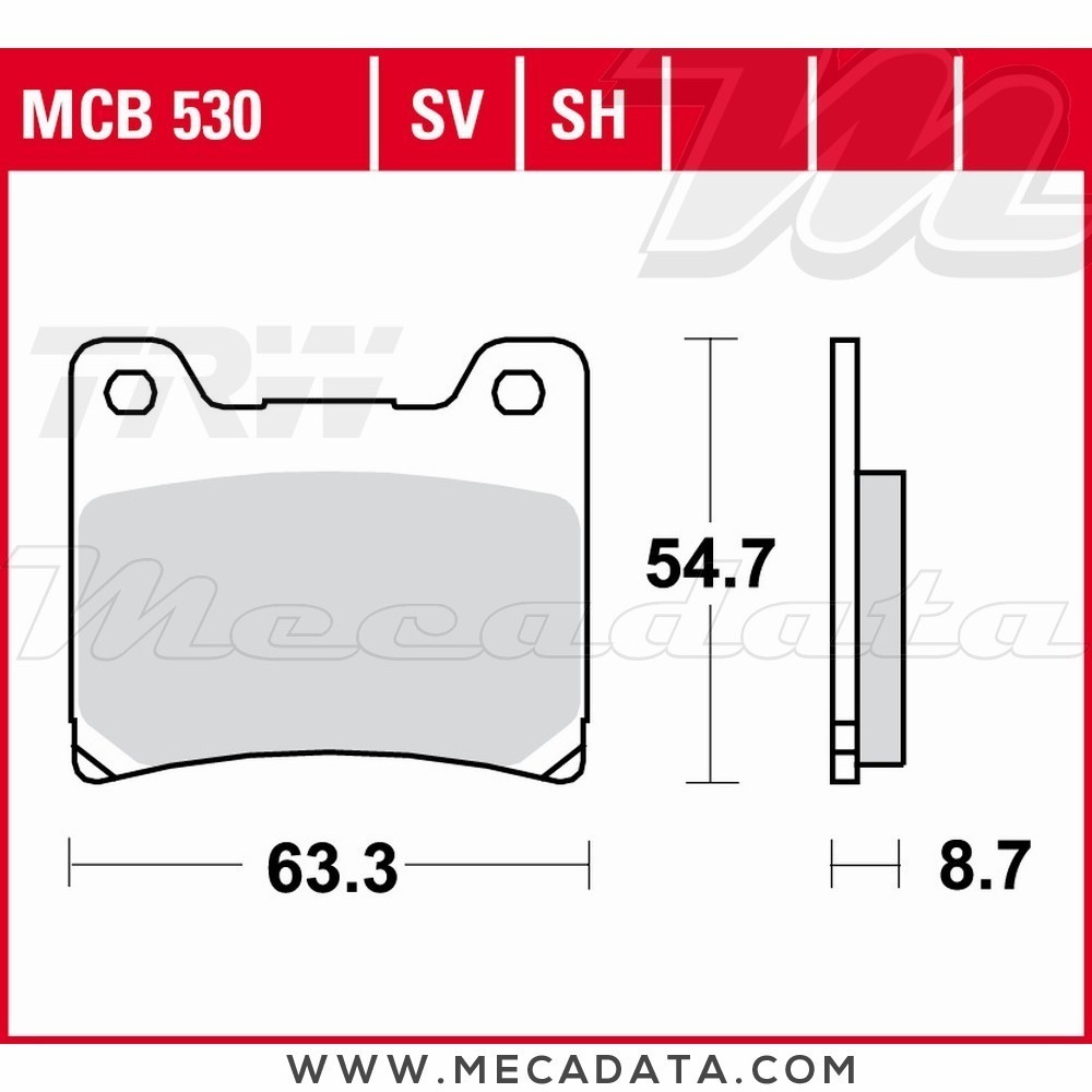 Plaquettes de frein Arrière ~ Yamaha FZR 600 R 4JH/4MH 1994-1995 ~ TRW Lucas MCB 530 