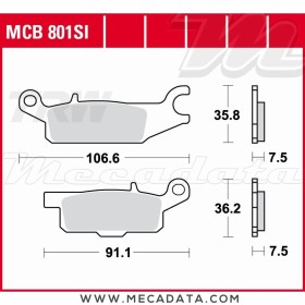 Plaquettes de frein Avant Gauche ~ Yamaha YFM 550 Grizzly EPS AJ41 2009-2011 ~ TRW Lucas MCB 801 SI