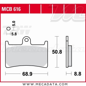 Plaquettes de frein Avant ~ Yamaha FZR 400 RR 4DX 1992 ~ TRW Lucas MCB 616