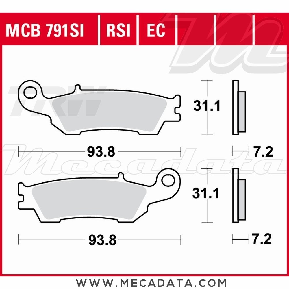 Plaquettes de frein Avant ~ Yamaha YZ 250 F CG2 2007-2009 ~ TRW Lucas MCB 791 RSI 