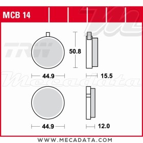 Plaquettes de frein Avant ~ Yamaha RD 125 AS3, 1E7 1975-1977 ~ TRW Lucas MCB 14