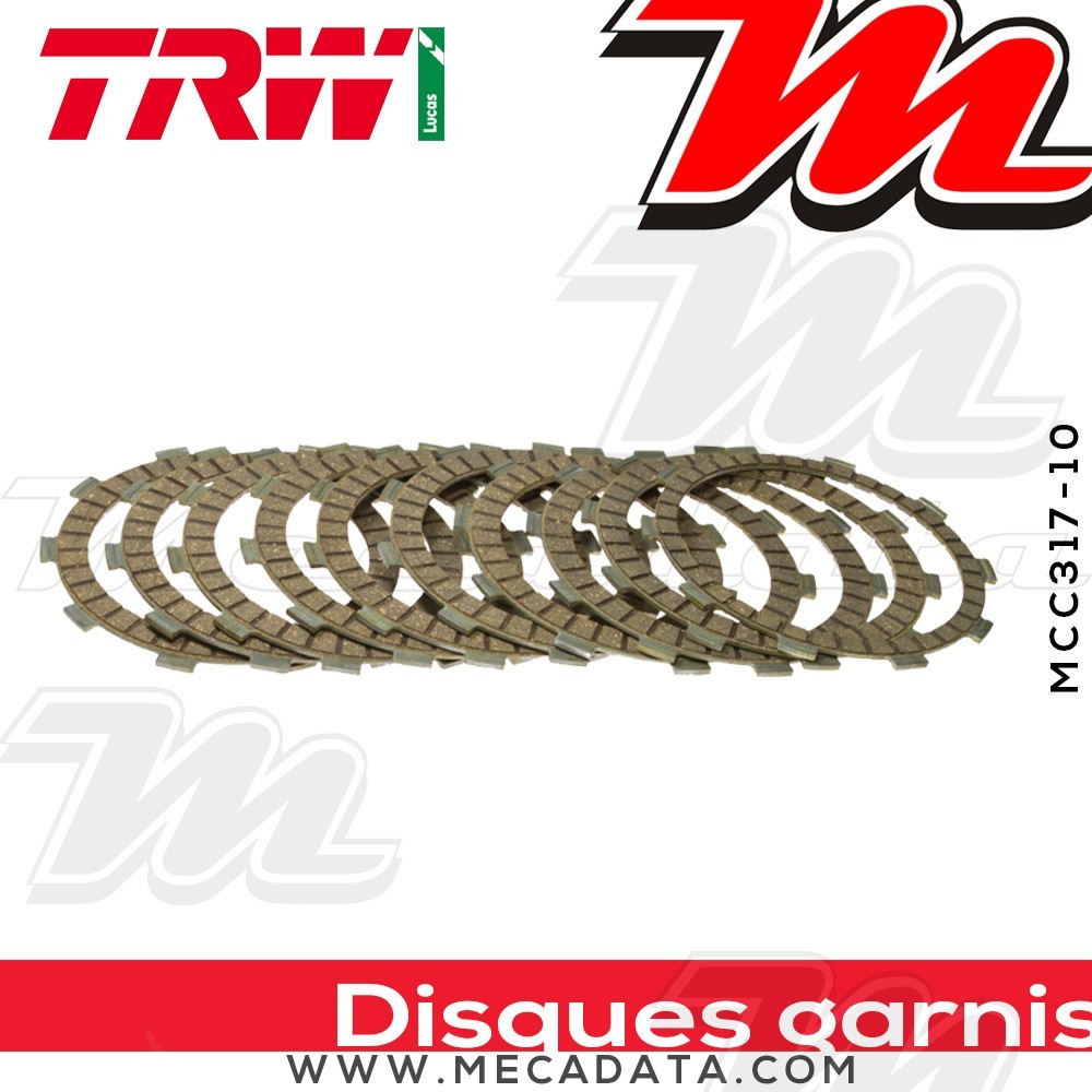 Disques d'embrayage garnis ~ Suzuki GSXR 750 W GR7BB/DB 1996-1999 ~ TRW Lucas MCC 317-10