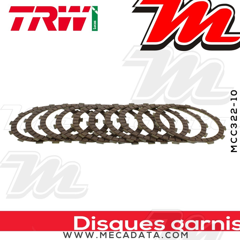 Disques d'embrayage garnis ~ Suzuki GSX 1300 R Hayabusa A1 1999-2001 ~ TRW Lucas MCC 322-10