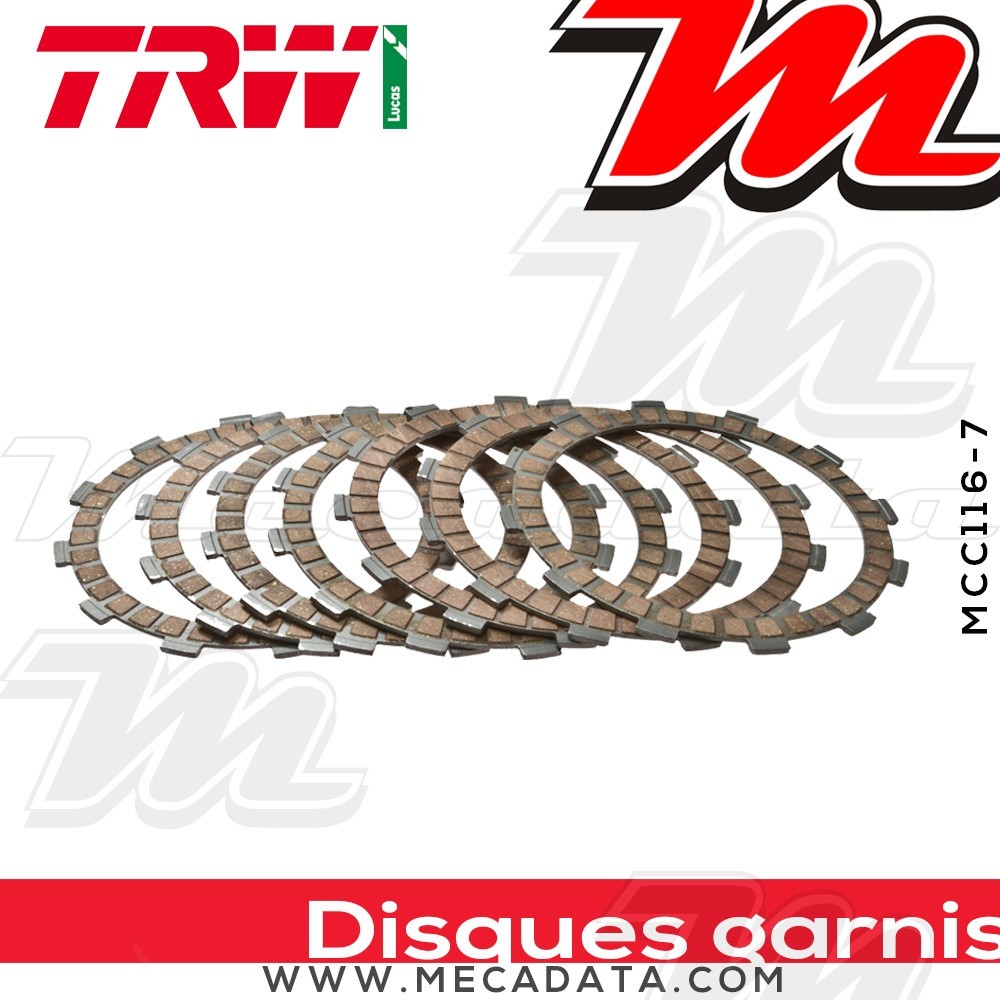 Disques d'embrayage garnis ~ Honda XR 600 R PE04 1985-2000 ~ TRW Lucas MCC 116-7