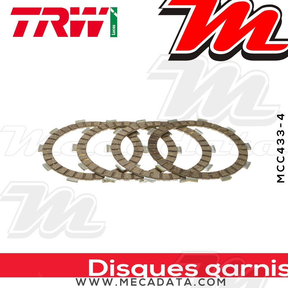 Disques d'embrayage garnis ~ Yamaha TW 125 Trailway DE01 1999-2004 ~ TRW Lucas MCC 433-4