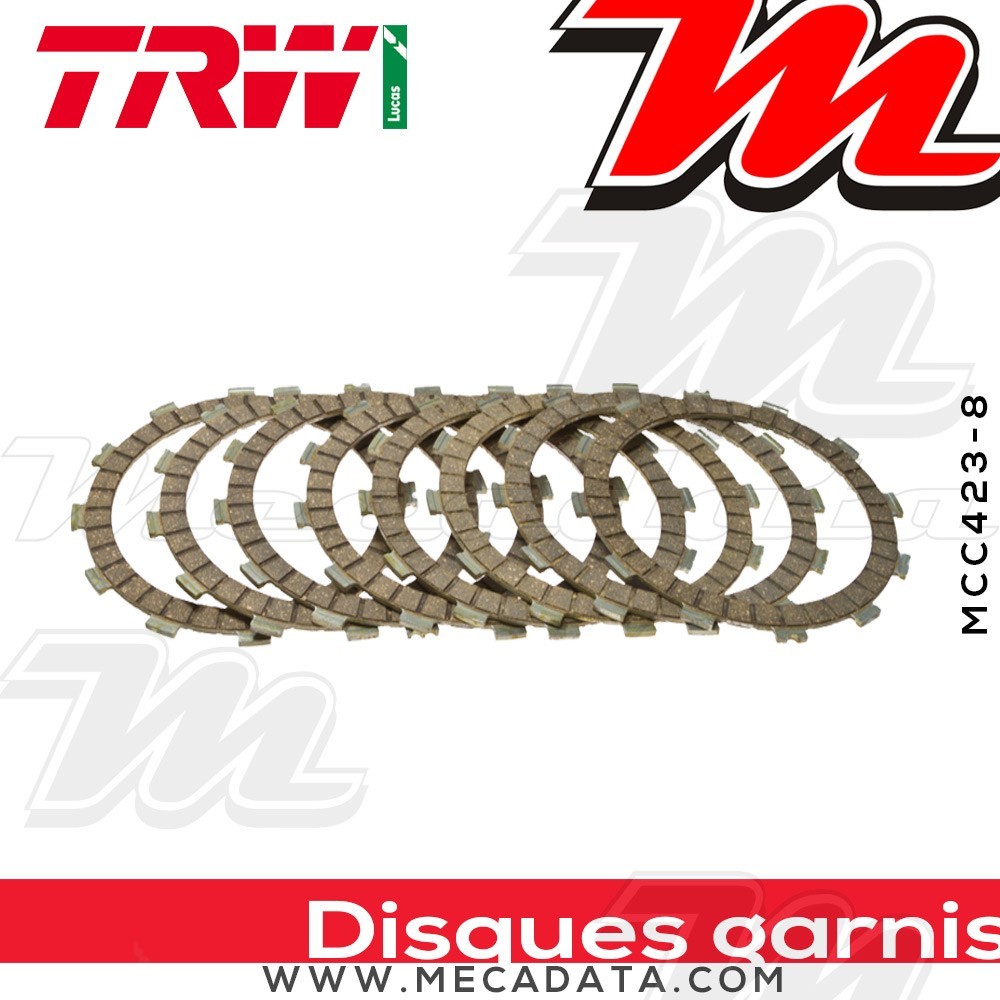 Disques d'embrayage garnis ~ Yamaha WR 450 F CJ04 2005-2015 ~ TRW Lucas MCC 423-8