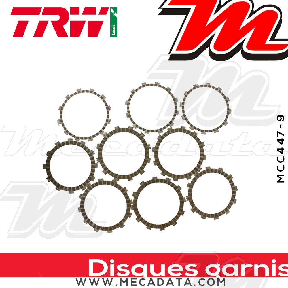 Disques d'embrayage garnis ~ Yamaha XV 1600 Wild Star VP08 1999-2004 ~ TRW Lucas MCC 447-9
