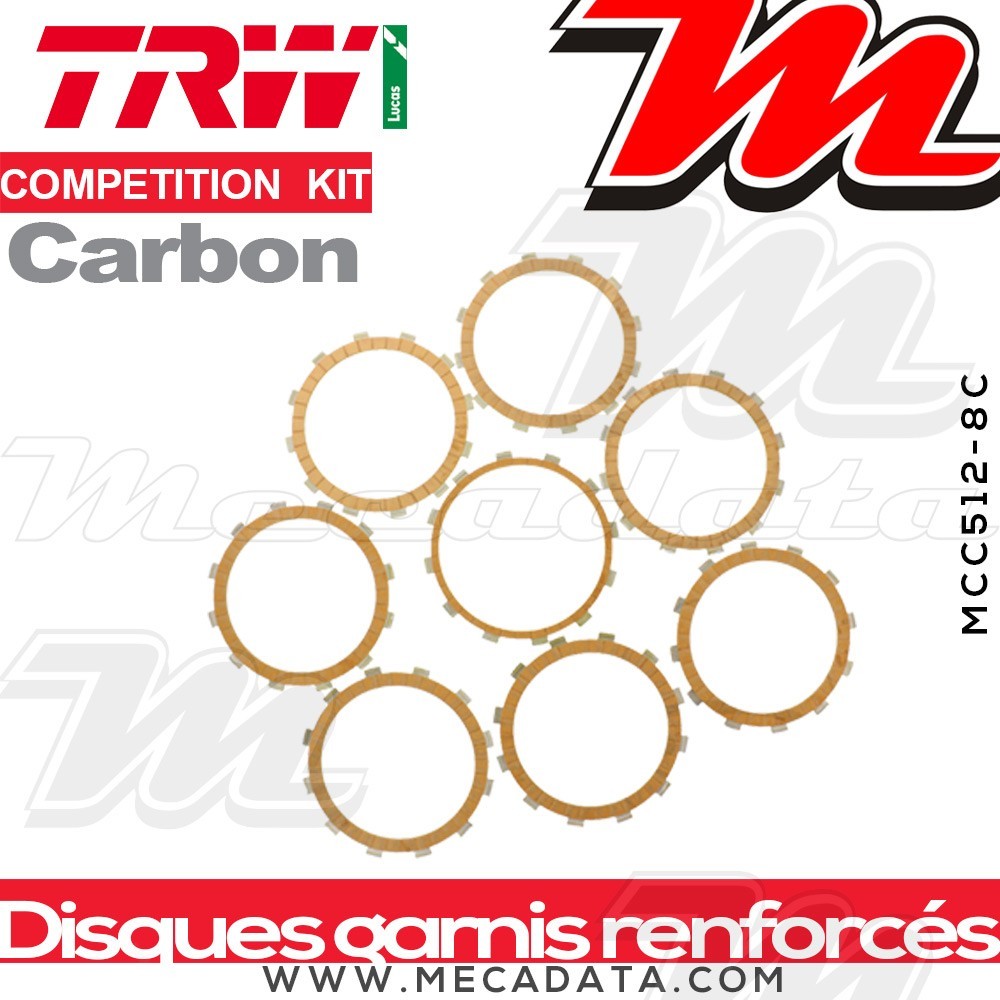 Disques d'embrayage garnis renforcés Compétition ~ KTM 690 SM 2007-2010 ~ TRW Lucas MCC 512-8C