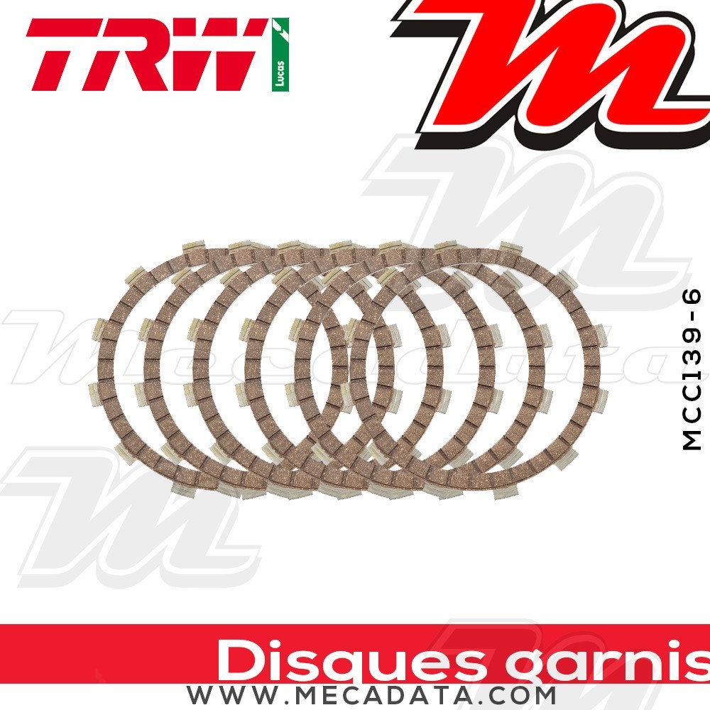 Disques d'embrayage garnis ~ Moto Guzzi 1000 Idroconvert 1975-1984 ~ TRW Lucas MCC 139-6