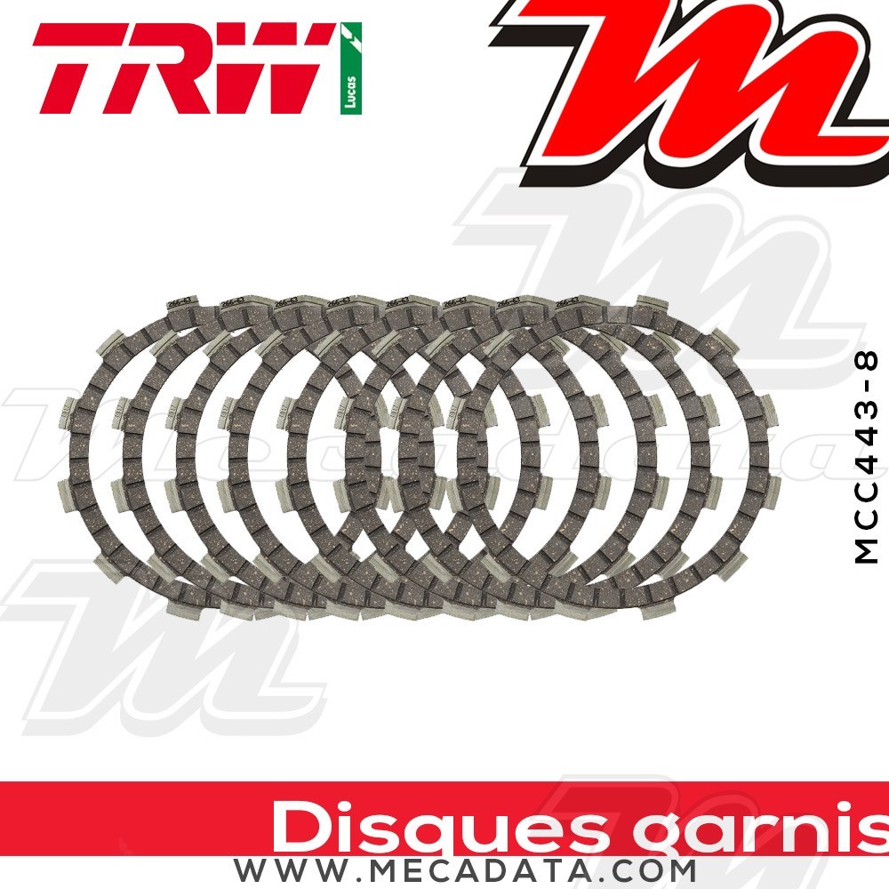 Disques d'embrayage garnis ~ Yamaha YZ 125 4PE,4XM 1996-1999 ~ TRW Lucas MCC 443-8