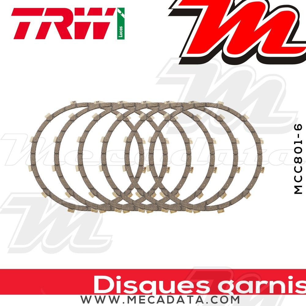 Disques d'embrayage garnis ~ Harley-Davidson FXR 1340 Super Glide 1986-1989 ~ TRW Lucas MCC 801-6