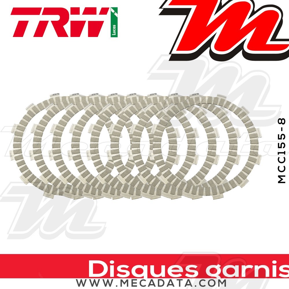 Disques d'embrayage garnis ~ Honda CRF 450 R PE05 2002-2010 ~ TRW Lucas MCC 155-8