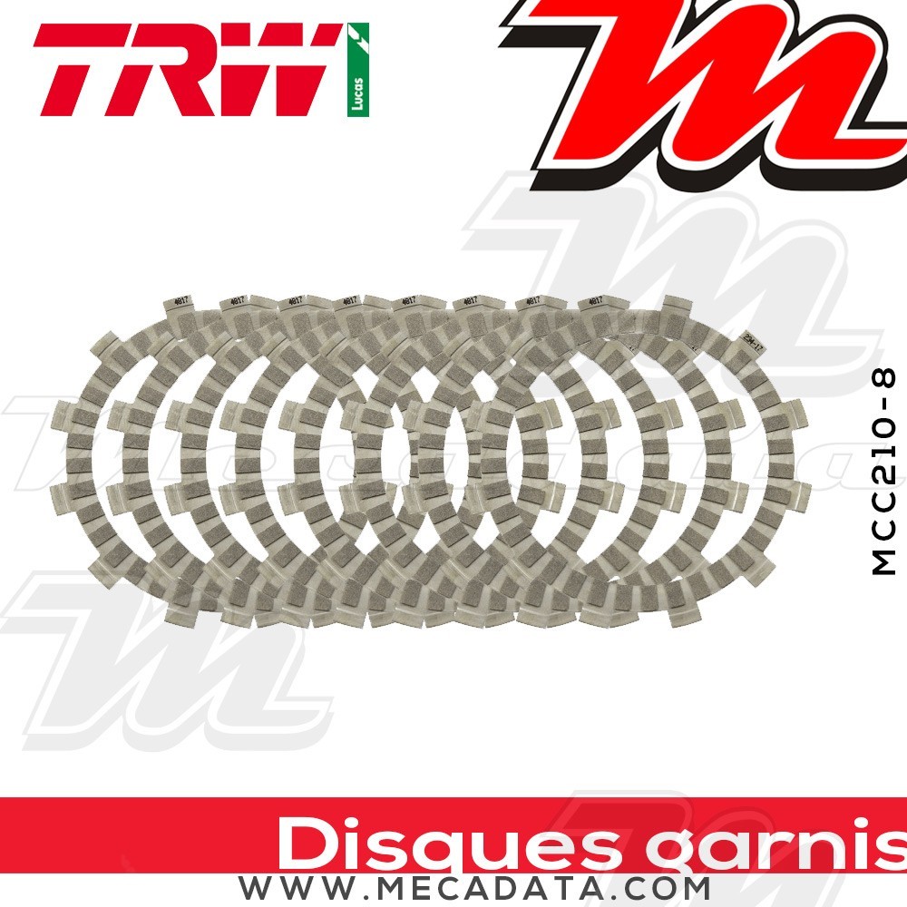 Disques d'embrayage garnis ~ Kawasaki KX 125 1989-1993 ~ TRW Lucas MCC 210-8
