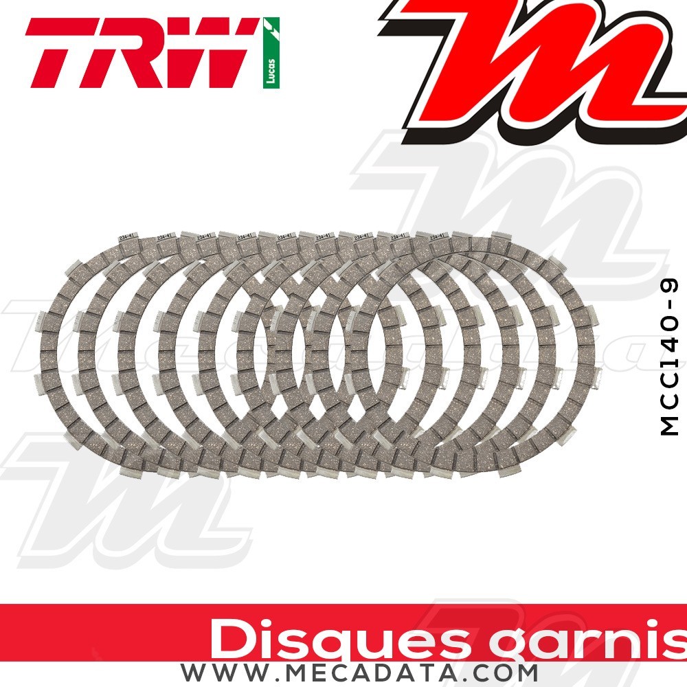 Disques d'embrayage garnis ~ Triumph 900 Speed Triple T300B 1994-1996 ~ TRW Lucas MCC 140-9