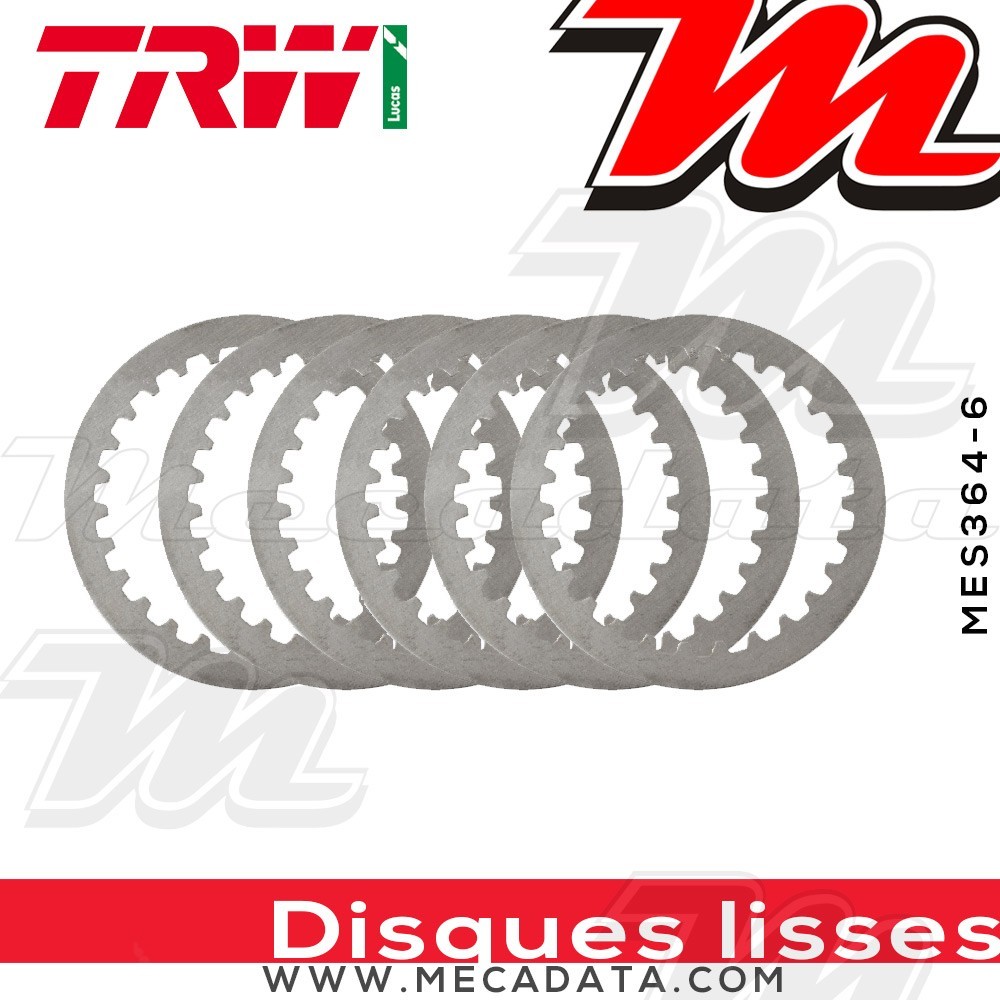 Disques d'embrayage lisses ~ Yamaha YZ 125 2HG 1987-1988 ~ TRW Lucas MES 364-6
