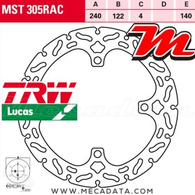 Disque de frein Arrière ~ Suzuki RMX 450 Z 2018+ ~ TRW Lucas MST 305 RAC
