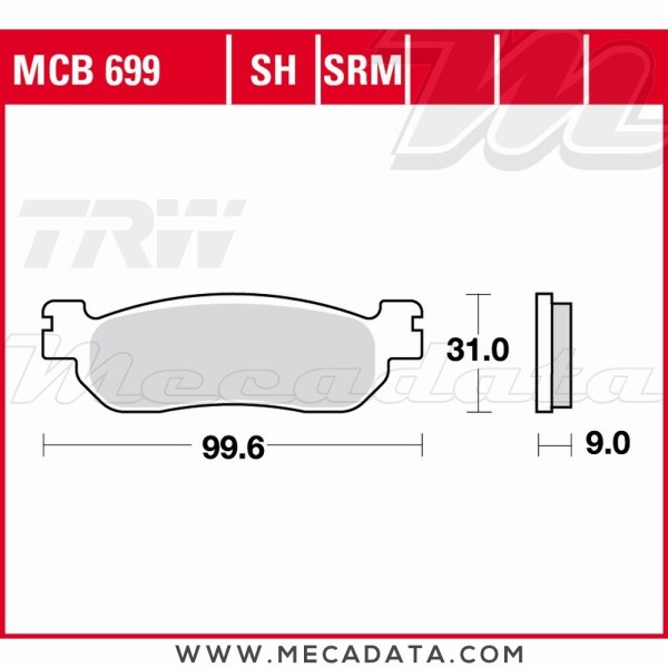 Plaquettes de frein Arrière ~ TRW Lucas MCB 699 SRM 