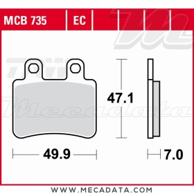 Plaquettes de frein Arrière ~ TRW Lucas MCB 735 EC