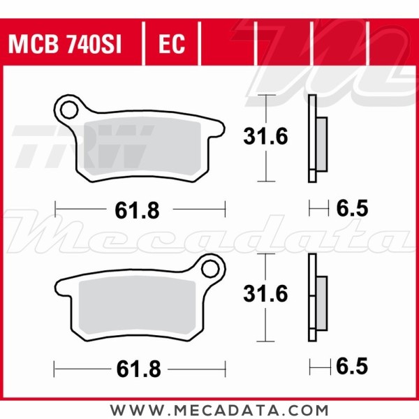 Plaquettes de frein Arrière ~ TRW Lucas MCB 740 EC 
